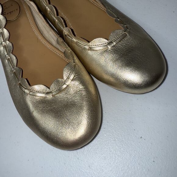 Jack Rogers Women’s Lucie Scalloped Ballet Flat Gold Size 11 - Picture 4 of 8